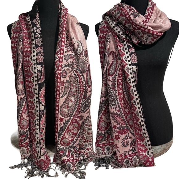 Elegant Large Shawl Wrap Double-sided Super Soft Quality Rayon Silver Black Pink - Picture 6 of 16